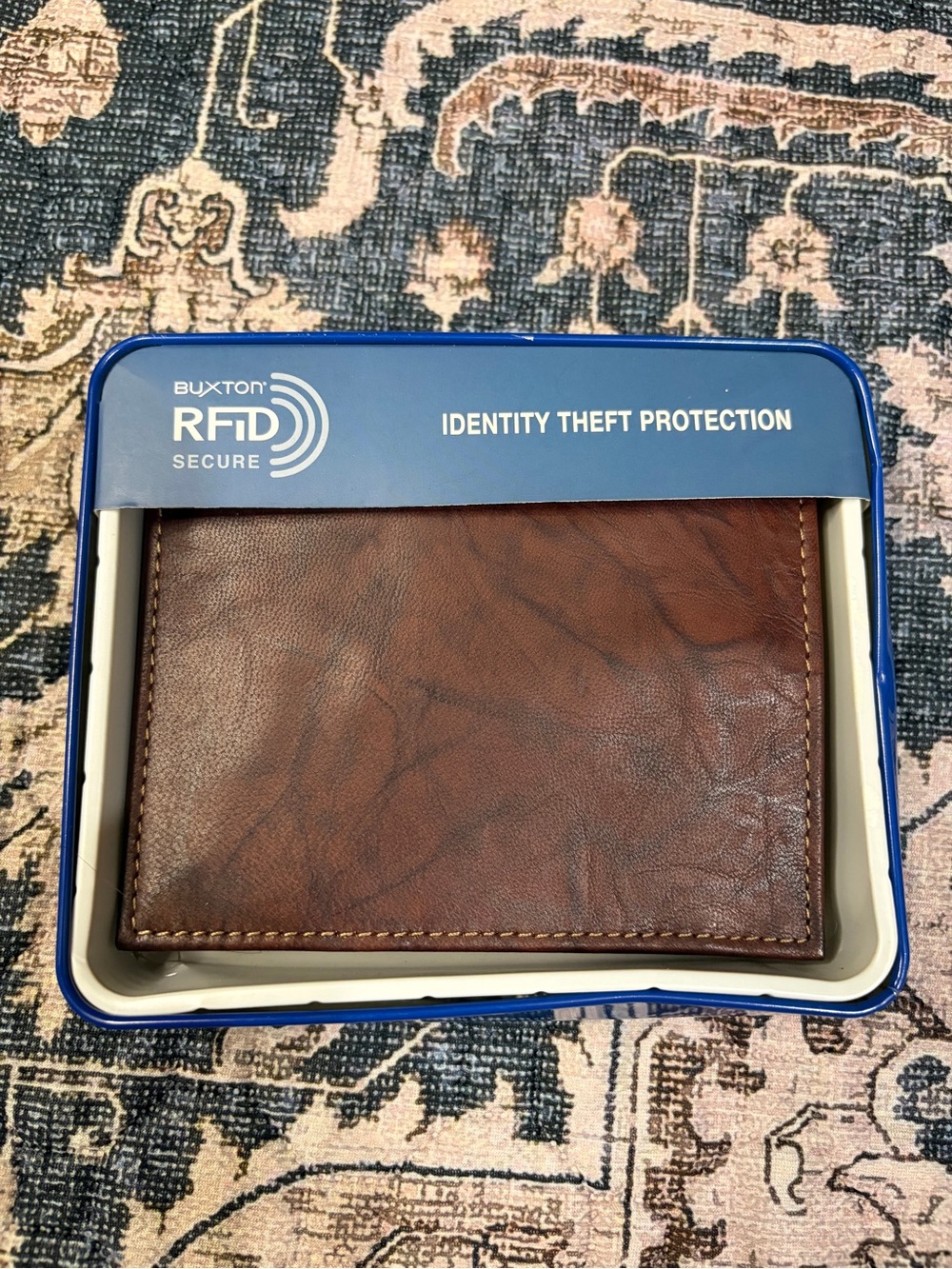 Buxton Dark Brown Pebbled Leather Wallet